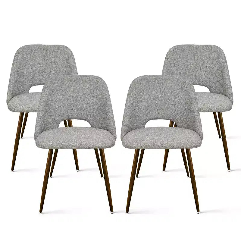Ensemble de salle à manger 5 pièces pour 4 personnes, table à manger ronde noyer avec pied piédestal en métal + 4 chaises sans accoudoirs rembourrées pour salle à manger, cuisine - Panipeachy