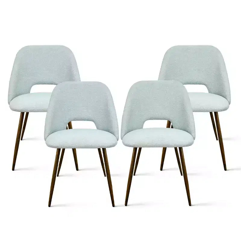 Ensemble de salle à manger 5 pièces pour 4 personnes, table à manger ronde noyer avec pied piédestal en métal + 4 chaises sans accoudoirs rembourrées pour salle à manger, cuisine - Panipeachy