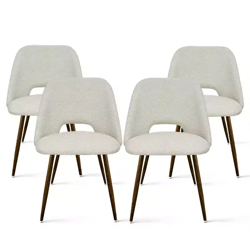 Ensemble de salle à manger 5 pièces pour 4 personnes, table à manger ronde noyer avec pied piédestal en métal + 4 chaises sans accoudoirs rembourrées pour salle à manger, cuisine - Panipeachy