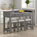 sumyeg TREXM 4-Piece Retro Dining Set with Kitchen Table 3 Chairs and 3 Storage Drawers