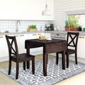 GDFStudio Torquil 3 Piece Ruberwood Dining Set with Foldable Dining Table and 2 X-back Chairs