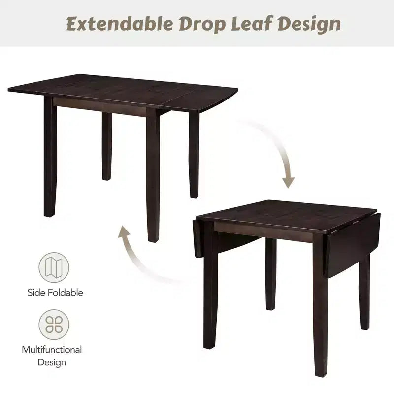 GDFStudio Torquil Ensemble repas 3 pièces en bois d'hévéa avec table pliante et 2 chaises à dossier en croix