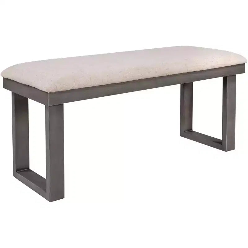 Ensemble de salle à manger 6 pièces de style ferme avec banc, table rectangulaire en bois et 4 chaises rembourrées pour cuisine, gris