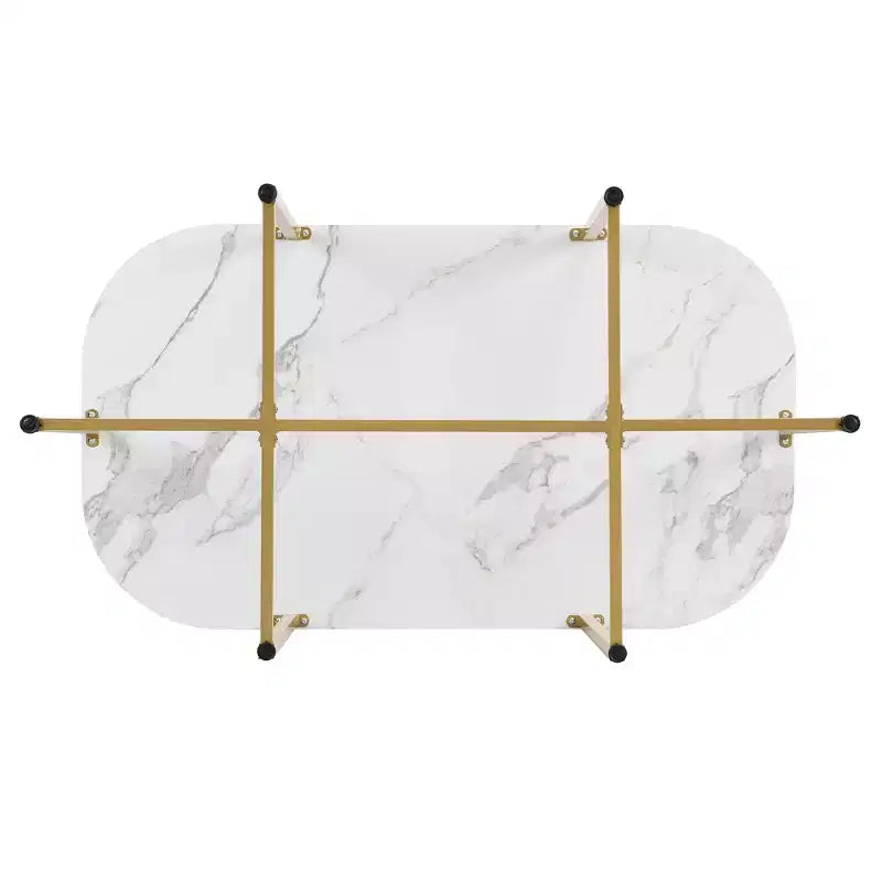 Ensemble de salle à manger moderne en marbre pour 6 personnes avec structure en métal, table rectangulaire en marbre autocollant et 6 chaises pour salle à manger et cuisine.