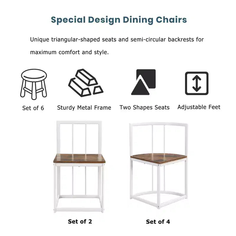 Ensemble de salle à manger moderne en marbre pour 6 personnes avec structure en métal, table rectangulaire en marbre autocollant et 6 chaises pour salle à manger et cuisine.