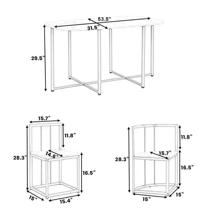 Ensemble de salle à manger moderne en marbre pour 6 personnes avec structure en métal, table rectangulaire en marbre autocollant et 6 chaises pour salle à manger et cuisine.