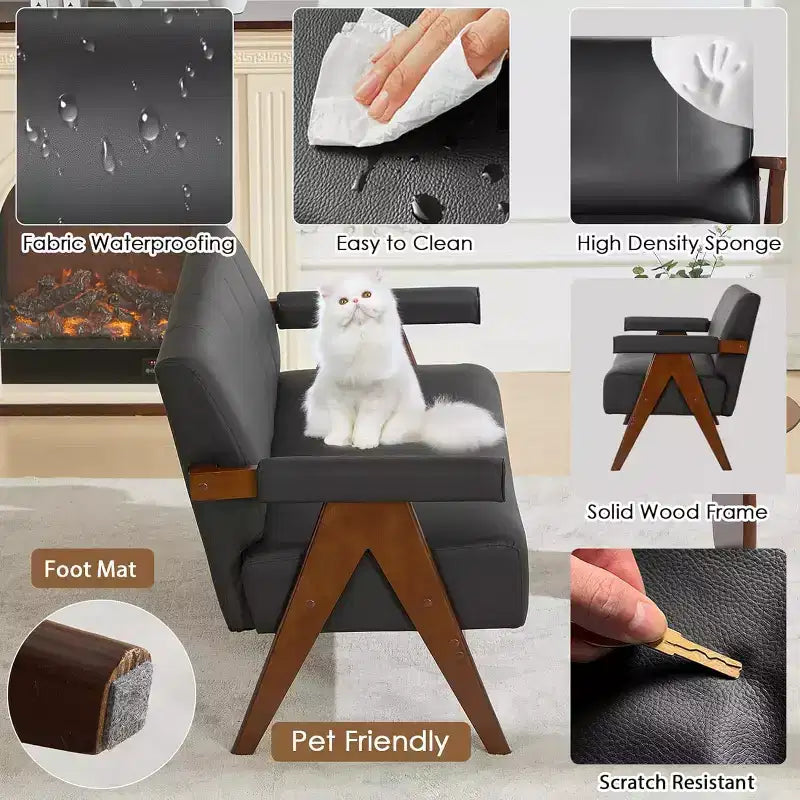 TYBOATLE Canapé et fauteuils d'appoint en similicuir, ensemble de canapés de bureau modernes, mini-causeuse rembourrée confortable avec 2 fauteuils d'appoint
