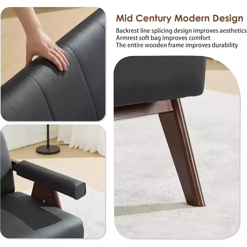 TYBOATLE Canapé et fauteuils d'appoint en similicuir, ensemble de canapés de bureau modernes, mini-causeuse rembourrée confortable avec 2 fauteuils d'appoint
