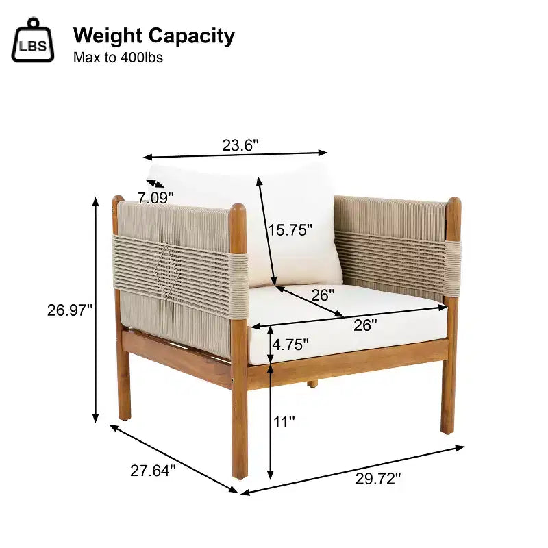 Christopher Knight Home Dahyun, ensemble de 4 sièges d'extérieur modernes en bois d'acacia avec table à lattes