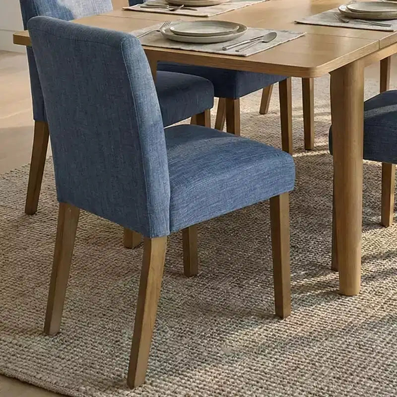 Ensemble de salle à manger extensible pour 8, table rectangulaire avec rallonges amovibles et chaises en lin sans accoudoirs, avec pieds en bois massif-Panipeachy