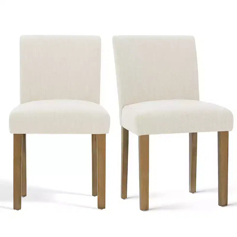 Ensemble de salle à manger extensible pour 8, table rectangulaire avec rallonges amovibles et chaises en lin sans accoudoirs, avec pieds en bois massif-Panipeachy