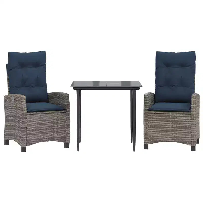 vidaXL Patio Dining Set with Cushions in Poly Rattan