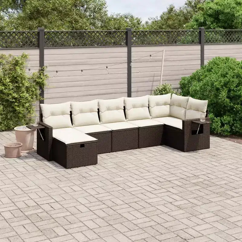 vidaXL Salon de jardin avec coussins en résine tressée