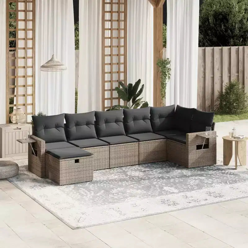 vidaXL Salon de jardin avec coussins en résine tressée