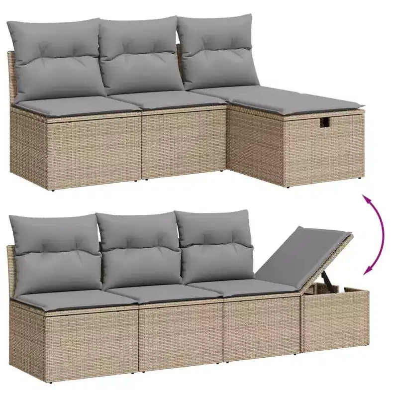 vidaXL Salon de jardin avec coussins en résine tressée