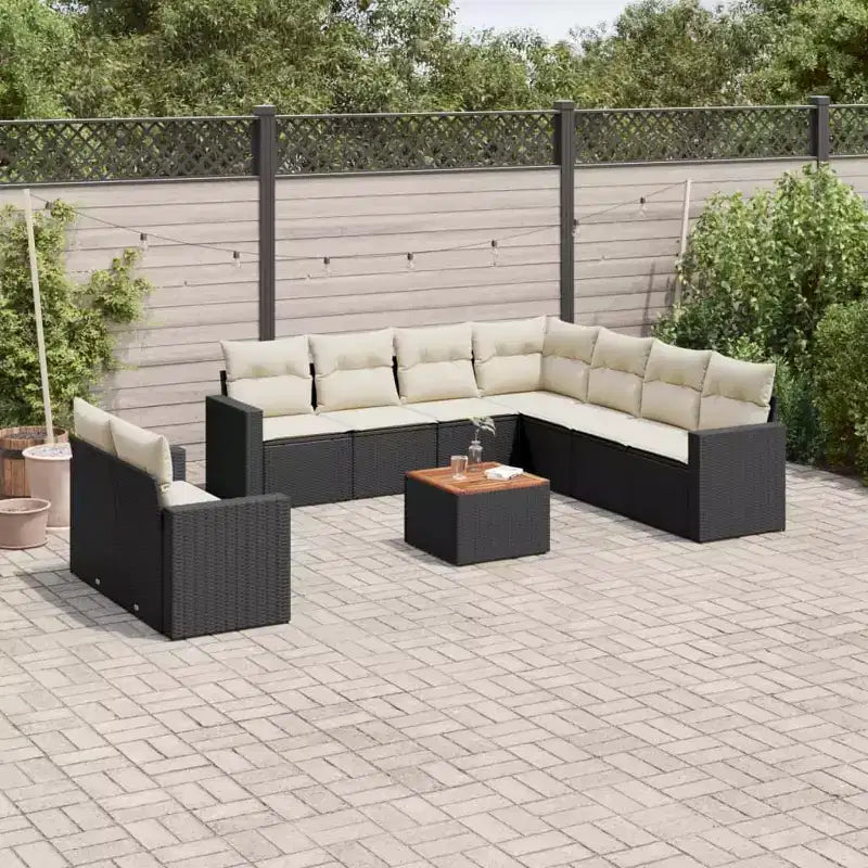 vidaXL Salon de jardin avec coussins en résine tressée