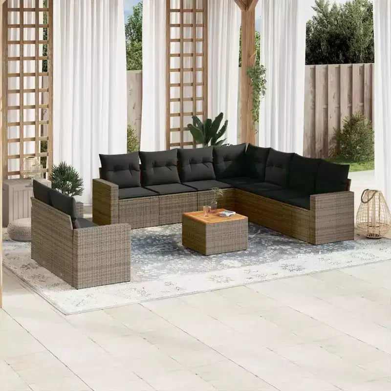 vidaXL Salon de jardin avec coussins en résine tressée