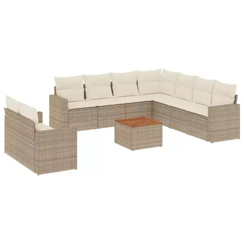 vidaXL Patio Sofa Set with Cushions Outdoor Furniture Poly Rattan