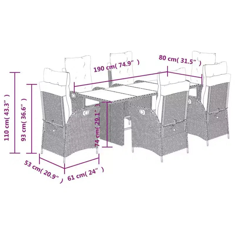 vidaXL Ensemble de Repas de Jardin avec Coussins en Plusieurs Couleurs