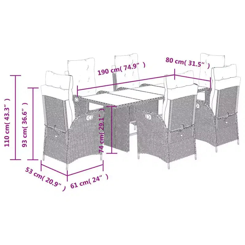 vidaXL Ensemble de Repas de Jardin avec Coussins en Plusieurs Couleurs