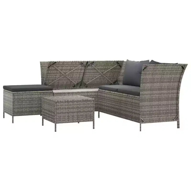 vidaXL Salon de jardin avec coussins en résine tressée 3/4 pièces