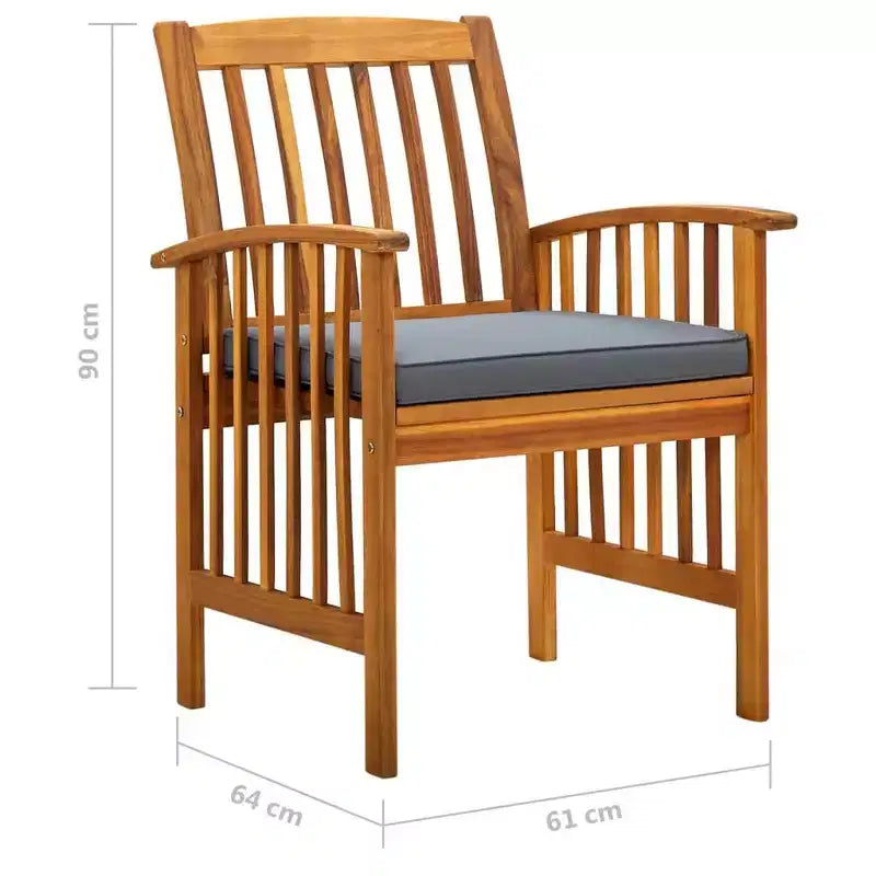 vidaXL Ensemble repas en bois d'acacia avec coussins/foncé 3/5 pièces