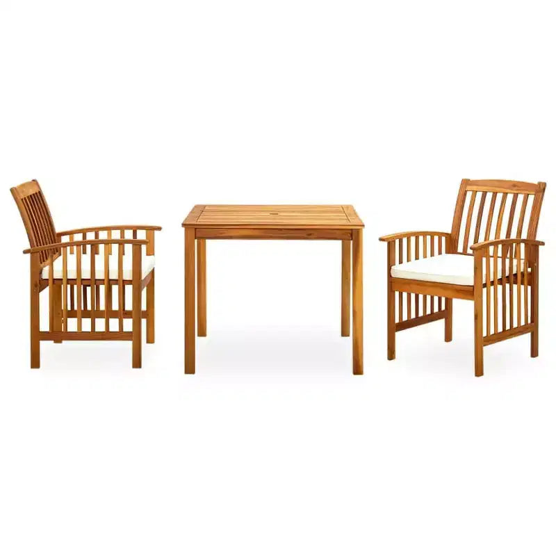 vidaXL Ensemble repas en bois d'acacia avec coussins/foncé 3/5 pièces