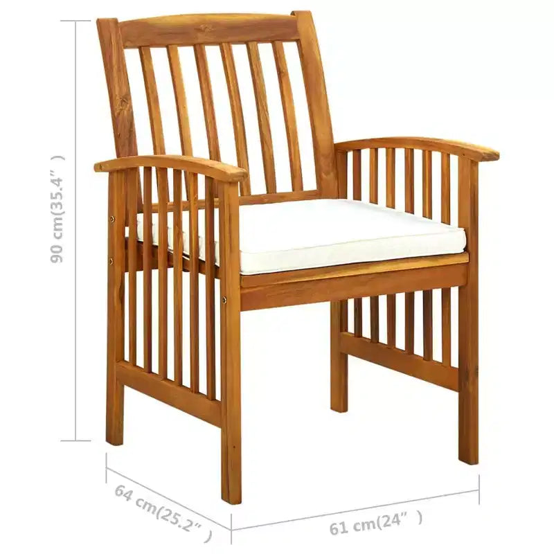 vidaXL Ensemble repas en bois d'acacia avec coussins/foncé 3/5 pièces