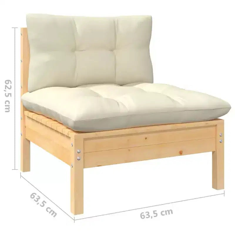vidaXL Salon de jardin avec coussins – Bois de pin massif
