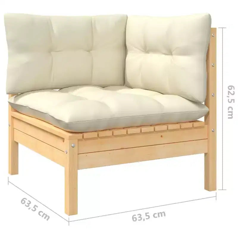 vidaXL Salon de jardin avec coussins – Bois de pin massif