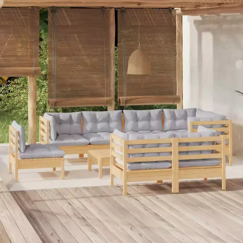vidaXL Salon de jardin avec coussins – Bois de pin massif