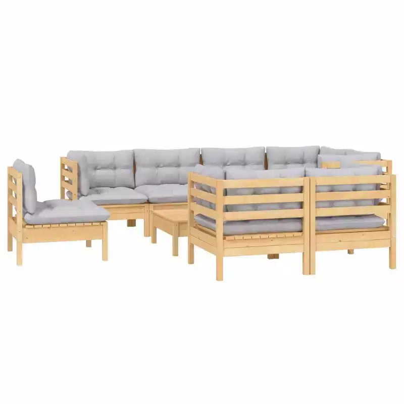 vidaXL Salon de jardin avec coussins – Bois de pin massif