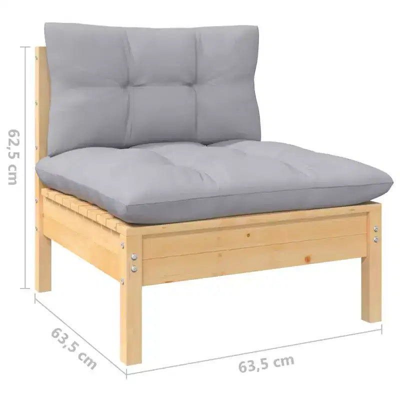 vidaXL Salon de jardin avec coussins – Bois de pin massif