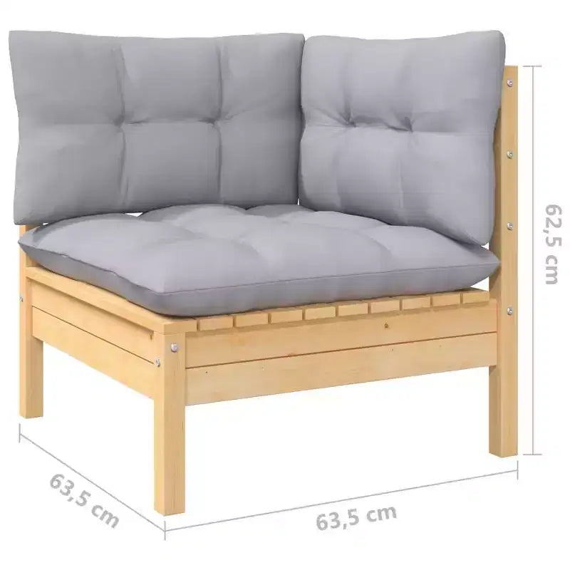 vidaXL Salon de jardin avec coussins – Bois de pin massif