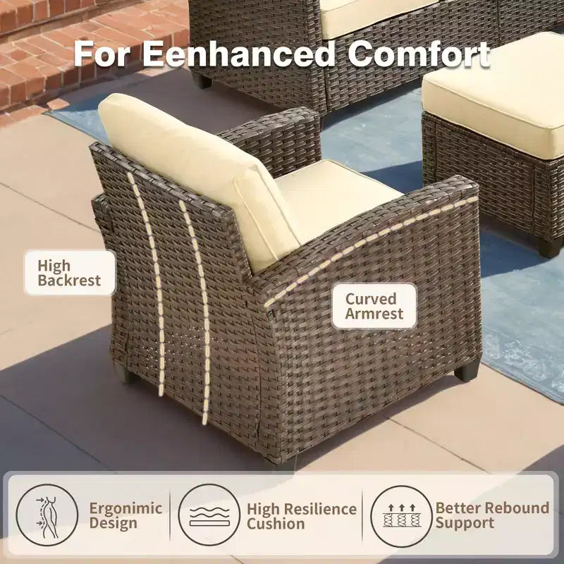 Ensemble de meubles de patio HOMLUX 8 pièces pour conversation extérieure