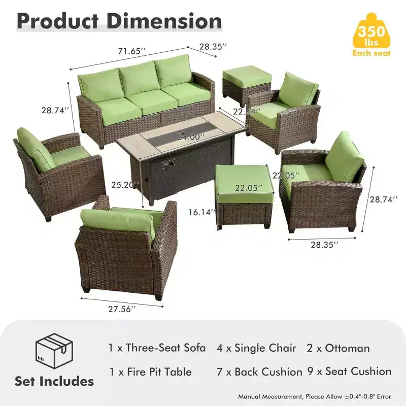 Ensemble de meubles de patio HOMLUX 8 pièces pour conversation extérieure