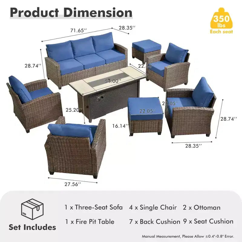 Ensemble de meubles de patio HOMLUX 8 pièces pour conversation extérieure