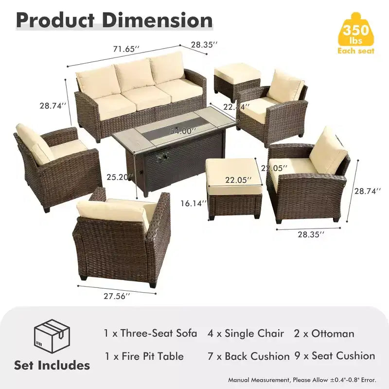 Ensemble de meubles de patio HOMLUX 8 pièces pour conversation extérieure