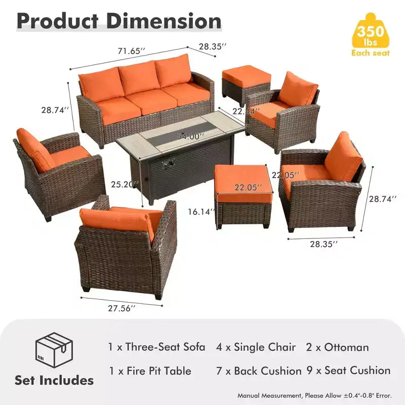 Ensemble de meubles de patio HOMLUX 8 pièces pour conversation extérieure