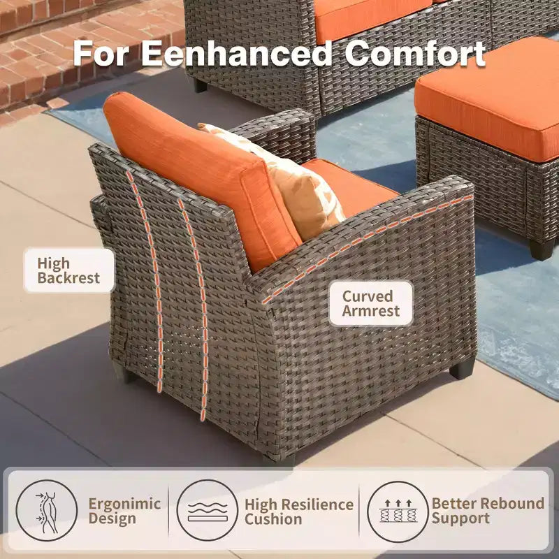 Ensemble de meubles de patio HOMLUX 8 pièces pour conversation extérieure