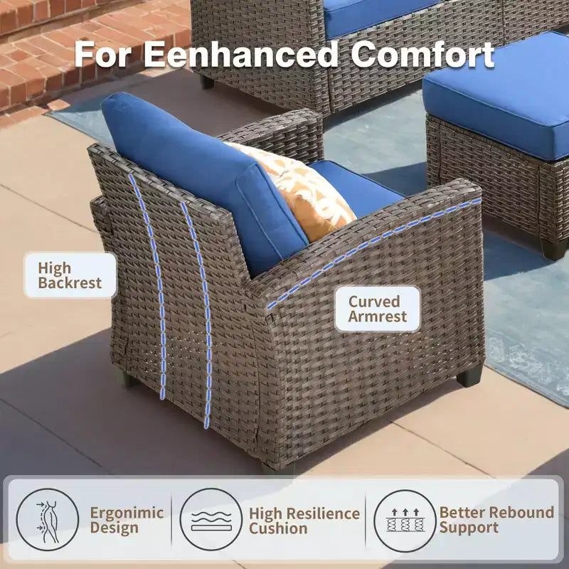 Ensemble de meubles de patio HOMLUX 8 pièces pour conversation extérieure