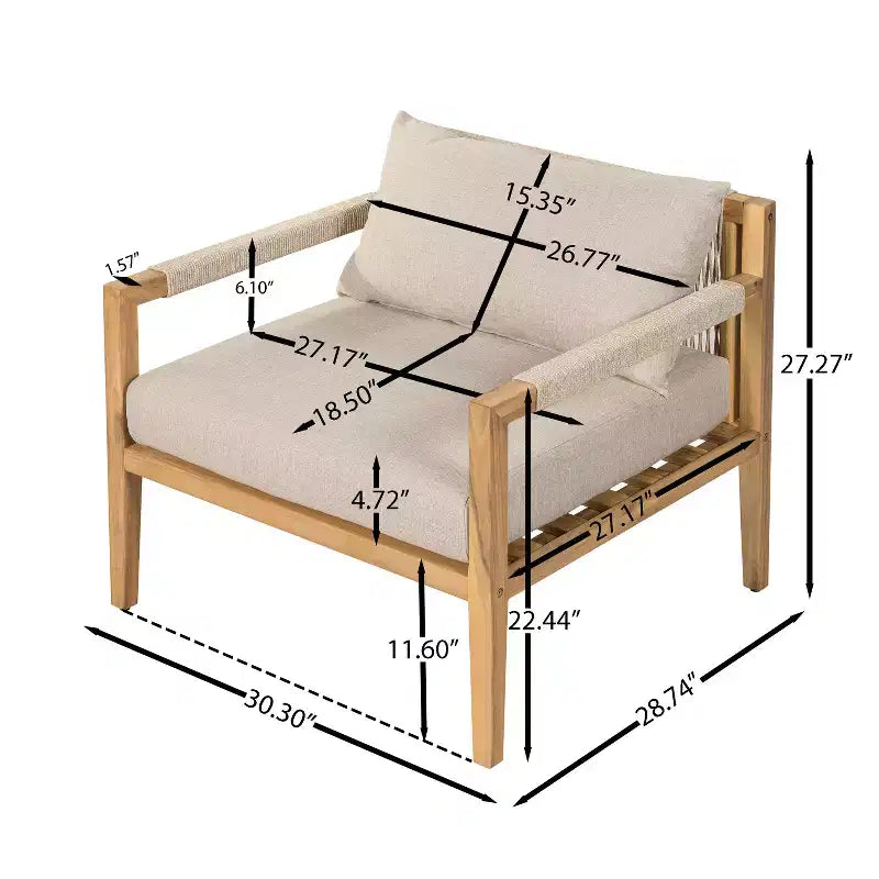 Christopher Knight Home Ankit Ensemble de salon moderne en bois d'acacia pour patio avec table ronde en béton léger