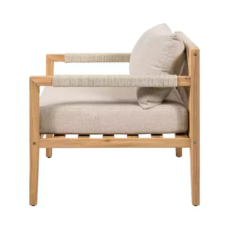 Christopher Knight Home Ankit Ensemble de salon moderne en bois d'acacia pour patio avec table ronde en béton léger
