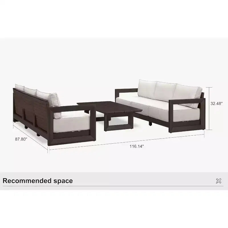 Ensemble de meubles de patio PURPLE LEAF, canapé d'extérieur ouvert avec coussins moelleux pour cour, véranda, terrasse