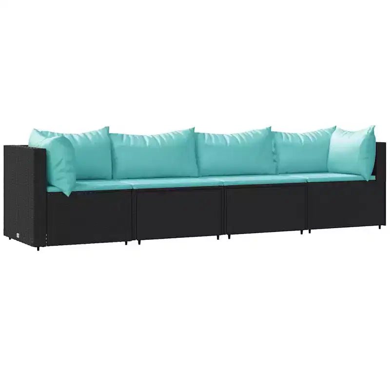 vidaXL Patio Lounge Set PE rattan, powder-coated steel, tempered glass