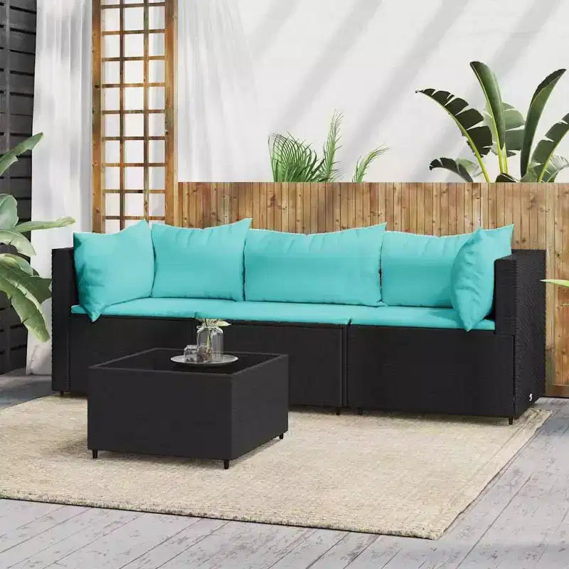 vidaXL Salon de jardin en rotin PE, acier enduit de poudre, verre trempé
