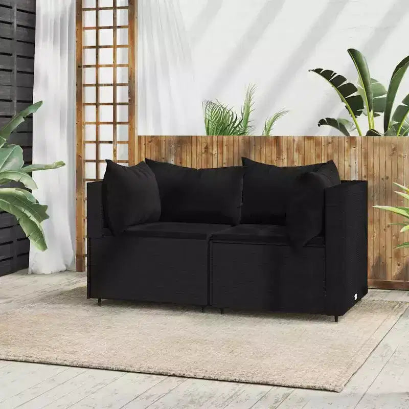 vidaXL Salon de jardin en rotin PE, acier enduit de poudre, verre trempé