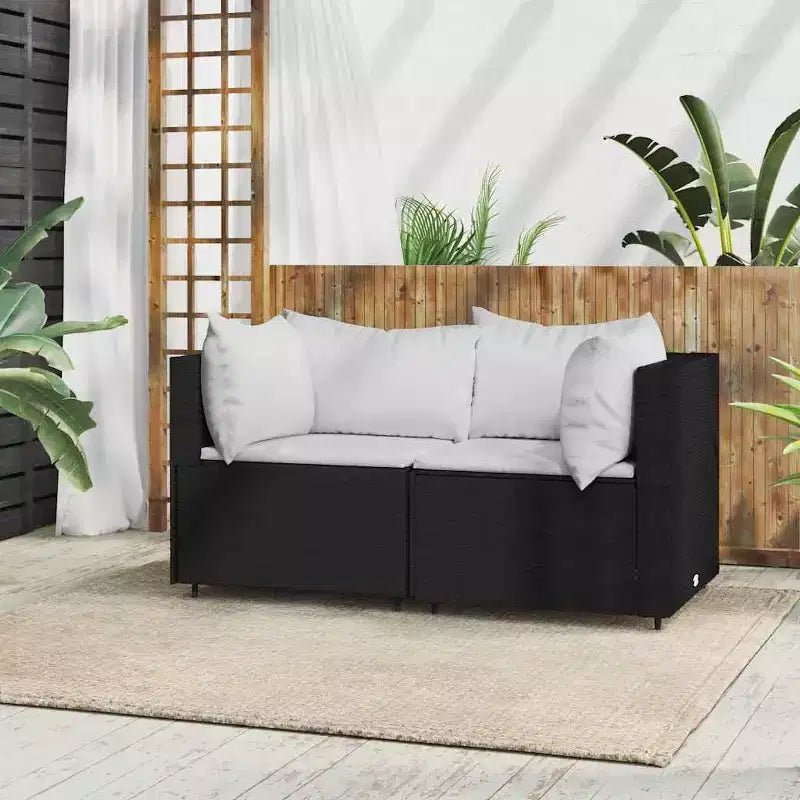 vidaXL Salon de jardin en rotin PE, acier enduit de poudre, verre trempé