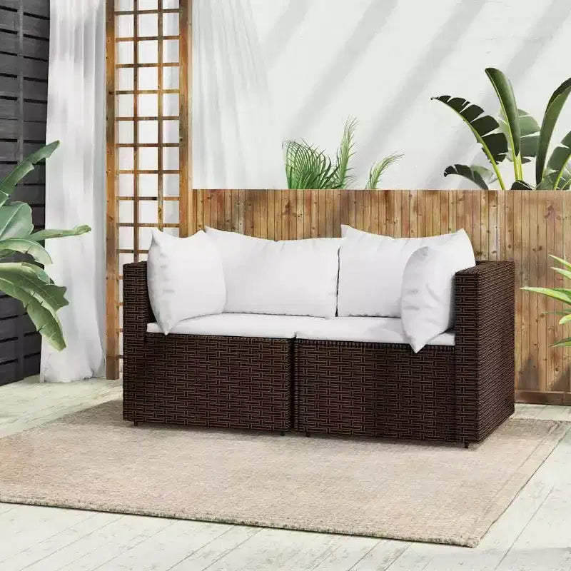 vidaXL Salon de jardin en rotin PE, acier enduit de poudre, verre trempé