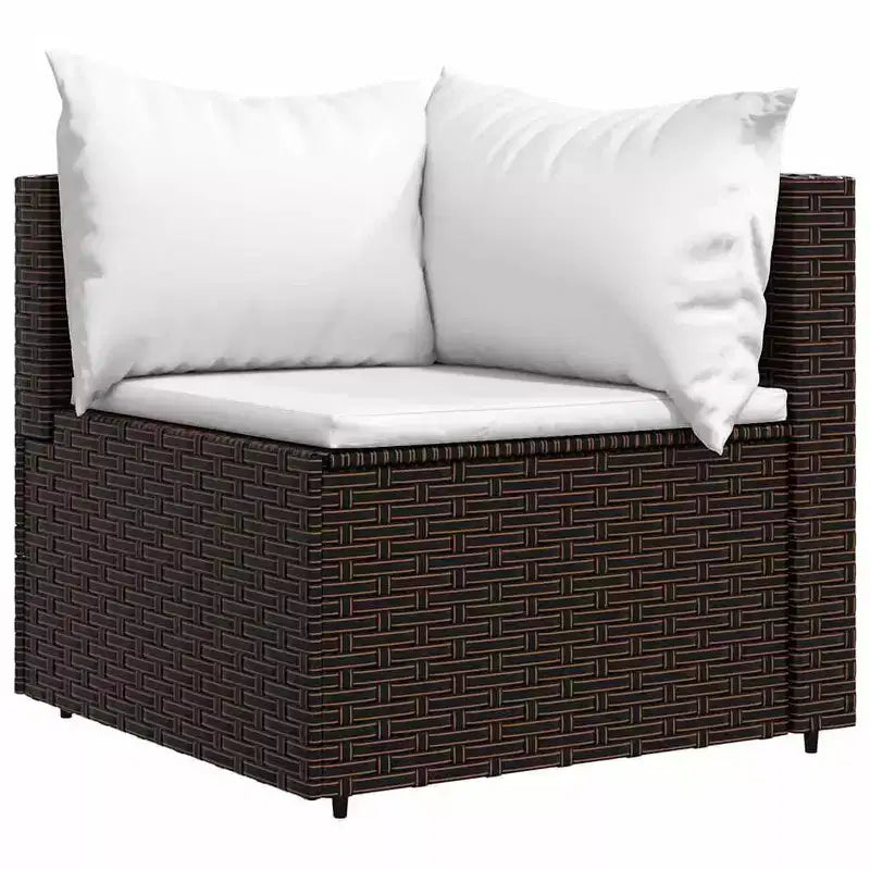 vidaXL Salon de jardin en rotin PE, acier enduit de poudre, verre trempé
